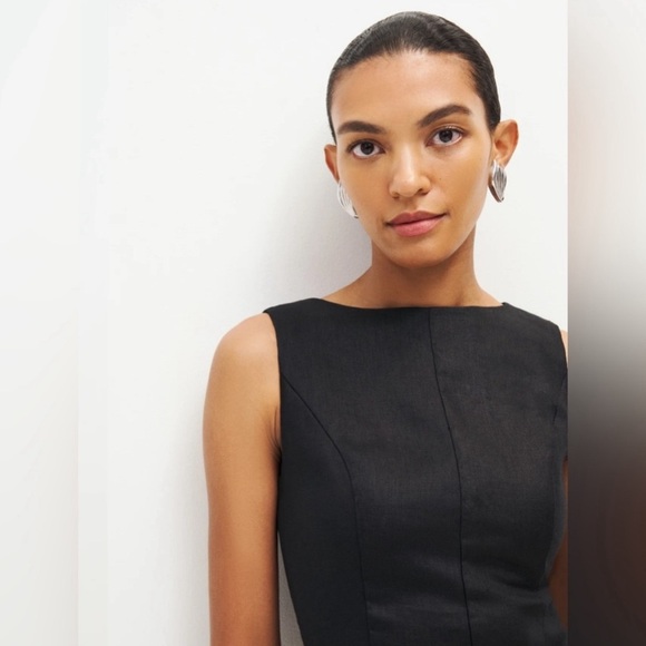 NEW  Reformation Citron Sleeveless Linen Mini Dress in Black | size 4 - Picture 4 of 9